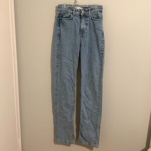 Zara Blue Straight Leg Jeans Vintage-Inspired Rigid Denim